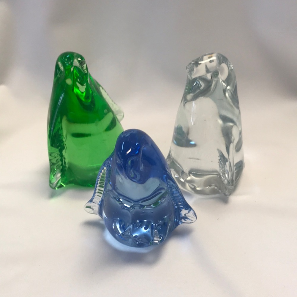 Blown Art Glass Penguin Family (set of 3)
